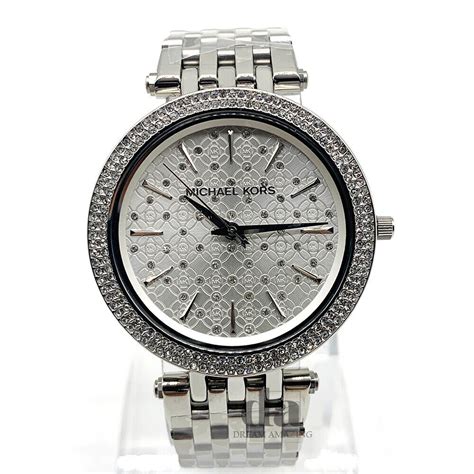 New Michael Kors MK3404 Darci Glitz Silver Monogram Dial 